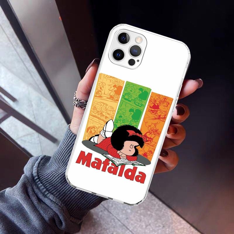 

Cartoon Cute Mafalda Phone Case For iPhone 17 Air 11 13 Mini 14 15 Plus 16 12 Pro Max 16E SE 7 8 Pattern Soft TPU Back Cover 17 iPhone 12 Pro Max