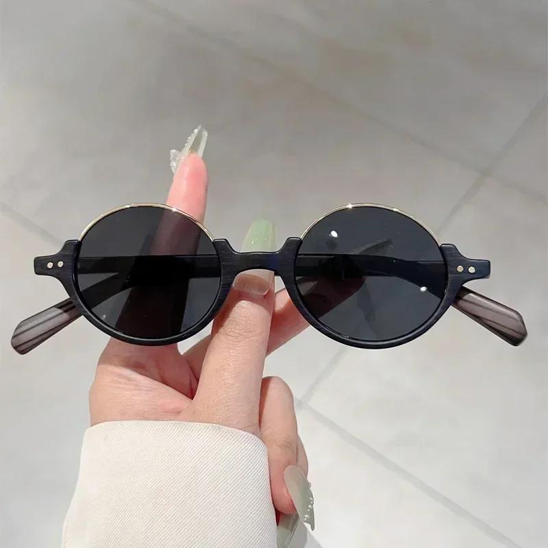 Fashion Men Women Hip Hop Sun Glasses Unisex Outdoor Riding Travel UV400 Sunglasses Vintage Round Hlaf Frame Sunproof Eyewear