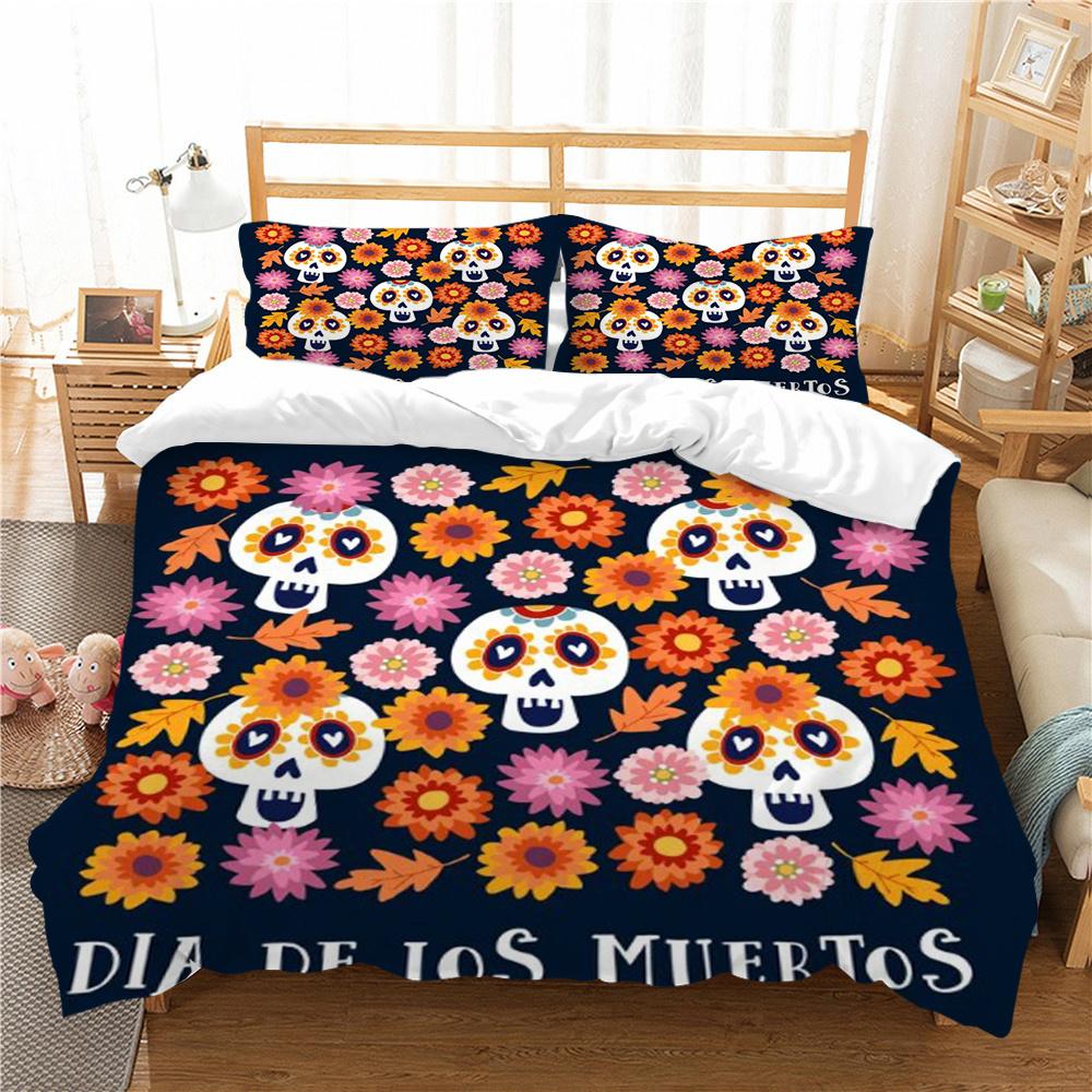 3D Skull Bedding Bed Quilt Covers Home Bedclothes Teens Comfortable Comforter Duvet Cover Set Polyester Bedding Suit