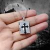 Retro Gothic Blood-red Rose Black Cross Relief Book-shaped Pendant Necklace for Women Men Halloween Stainless Steel Jewelry Gift
