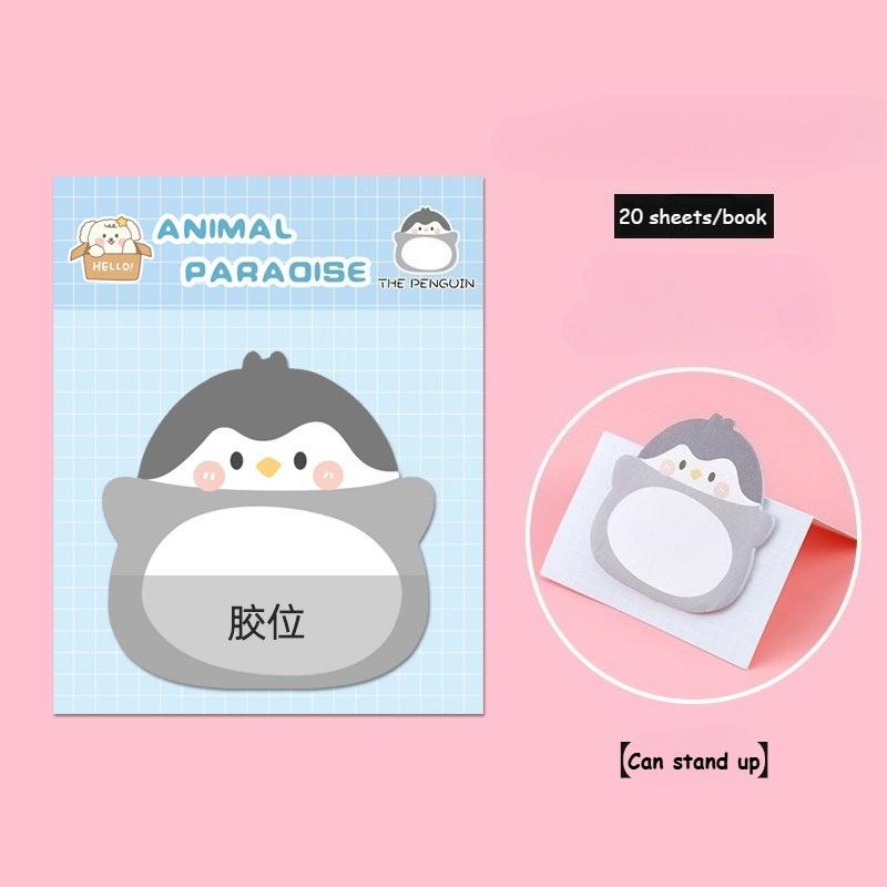 8pcs Can Stand Up Cartoon Small Animal Special-shaped Sticky Notes Office Simple Shape Creative Sticky Notes Cute Note Paper
