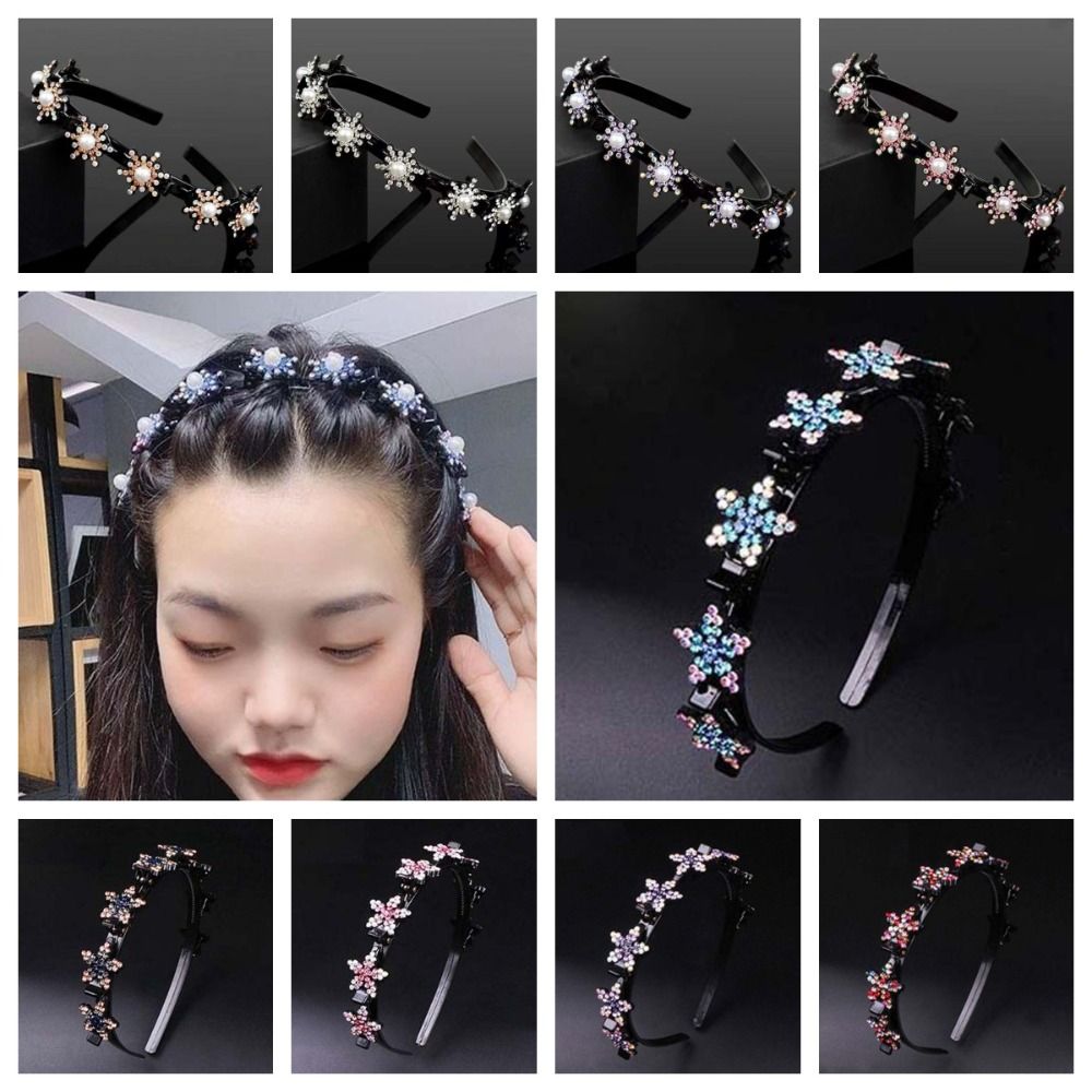 Sweet Women Pearl Hair Hoop Snowflake Star Hairband Fashion Hair Bands with Clips  Daily