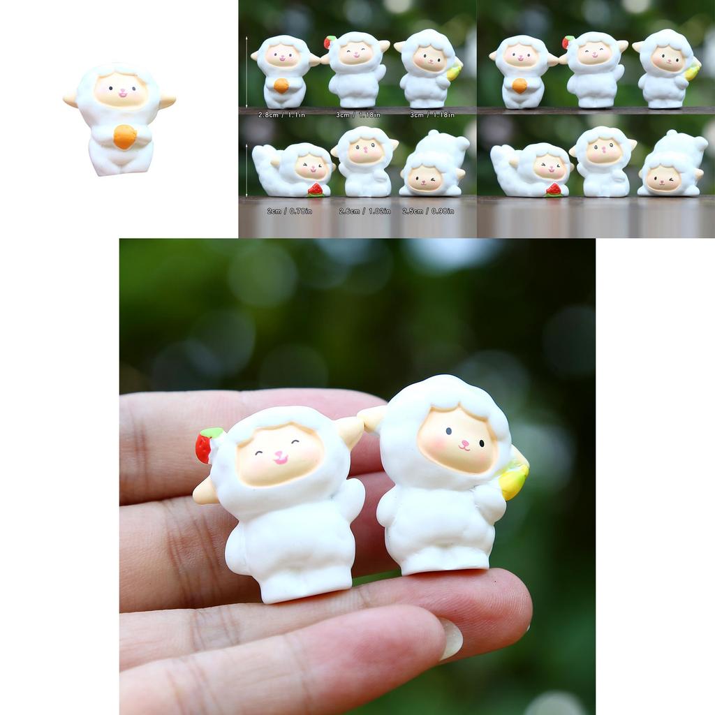 6pcs Cute Cartoon Sheep Handheld Fruit Model Ornament Set For Playroom Decor And Giftgiving