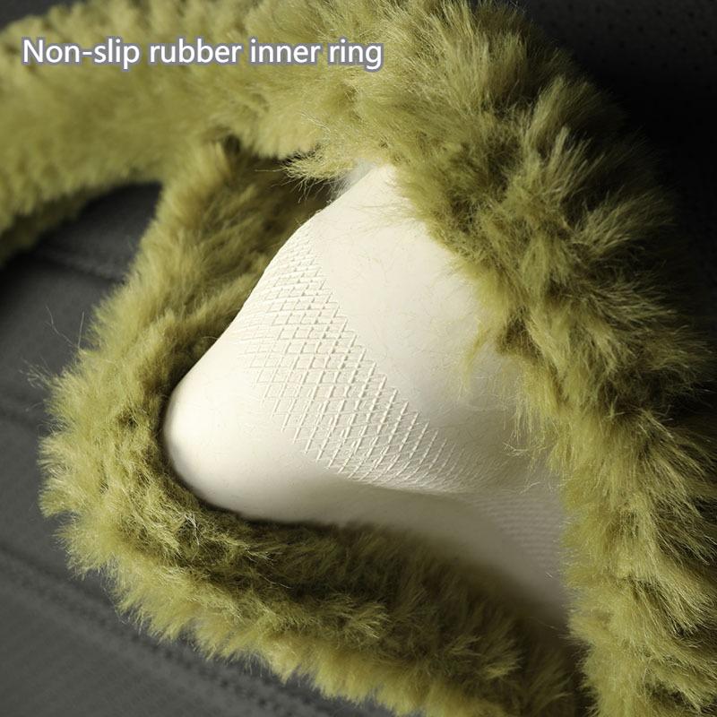 Winter Kunstmink Auto Lenkradbezug, Runde/D-Form Optionen, Weich Bequem und Warm, Passend für 14,5-15 Zoll Lenkräder