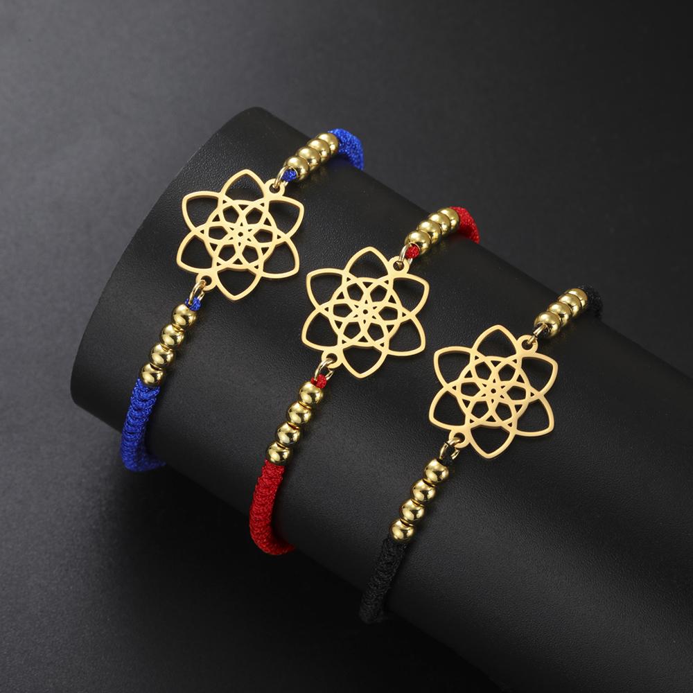 Dawapara Vintage Seed of Life Bracelet Powerful Sacred Geometric Figures Yoga Jewelry Stainless Steel Couple Bracelet