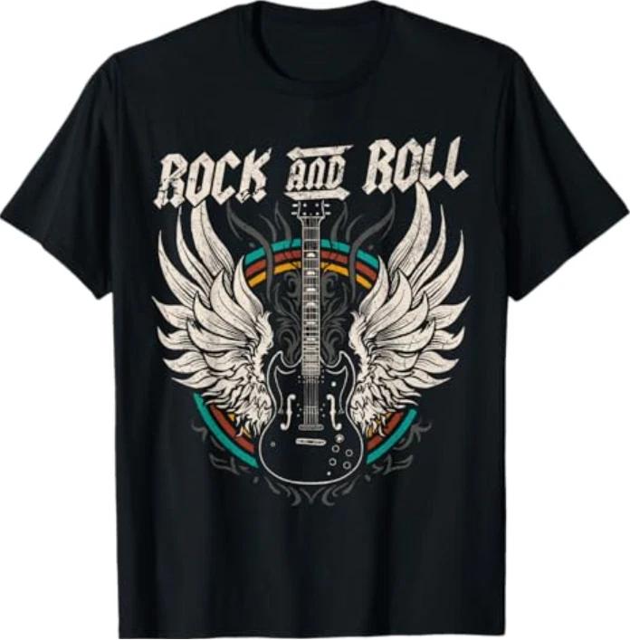 Rock and Roll Guitar Vintage Rock Music T-Shirt 2XL