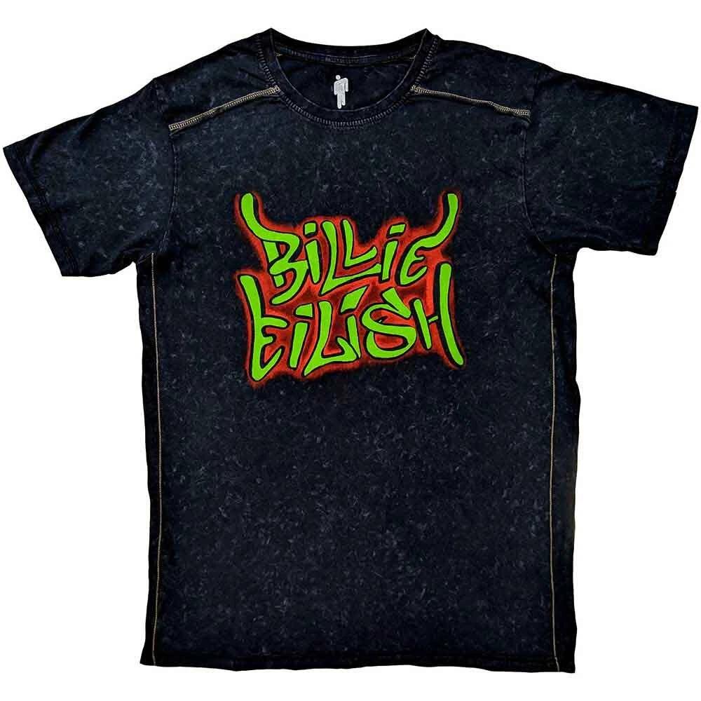 Футболка Billie Eilish  Graffiti  Черная с эффектом стирки Snow Wash - НОВАЯ ОФИЦИАЛЬНАЯ 3XL