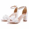 Women Heeled Sandals Wedding Flower Buckle Strap PU 7CM Square Heel Wedding Photography Elegant Women's Shoe Fashion Shoes Pumps