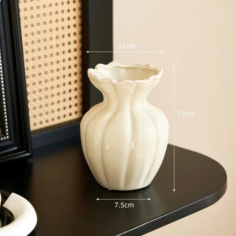 French Creative Ceramic Vase Cream Wind Ornament Living Room Flower Arrangement Water Flower Home Dining Table Decoration