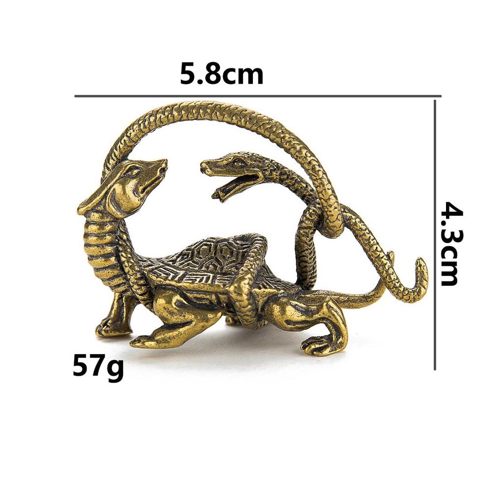 Brass Four Mythical Beasts Ornaments: Azure Dragon, White Tiger, Vermilion Bird, Black Tortoise - Office Home Decor Craft Deskto