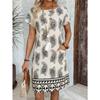 Women's Casual Geometric Print Short Sleeve A-Line Dress, Summer Boho Style