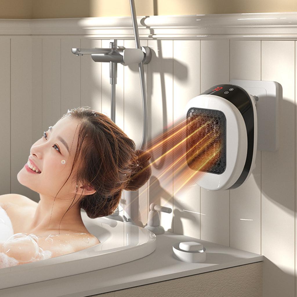 Wall Outlet Space Heater 600W Small Electric Wall Heater with Remote 12H Timer Portable Electric Heater for Bathroom Office Bedr