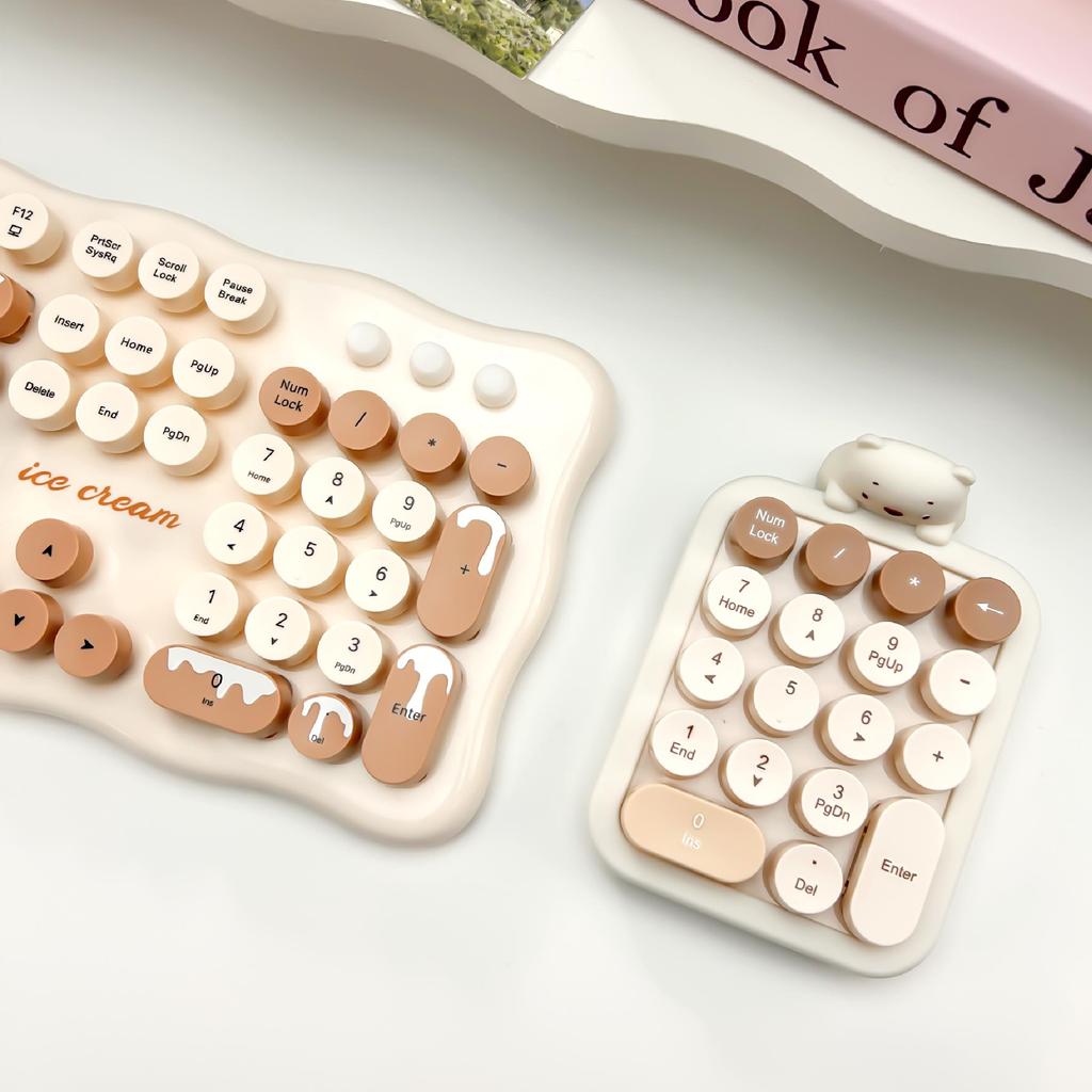 Mofii Tragbare 2,4G Plug-and-Play-Funktastatur mit 18 Tasten, süße Bären-Funktastaturen für PC/Laptop