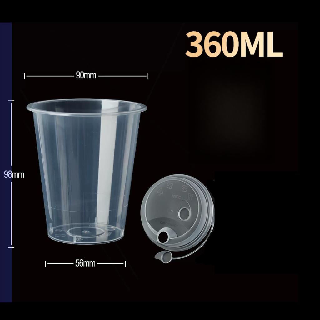Thickened Plastic Transparent Cup Disposable Milk Tea Cupd Iced Coffee Latte Cold Drink Packaged Cup with Lid Hot and Cold Dual Use Drinking Utensils