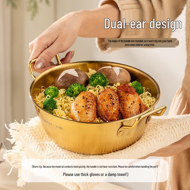 Guangyi 304 Stainless Steel Korean Noodle Bowl with Double Handles
