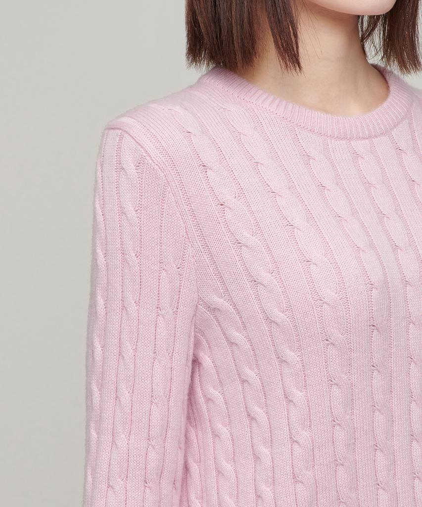 MUSINSA STANDARD WOMAN Women'S Angora Blend Cable Crew Neck Knit [Pink]