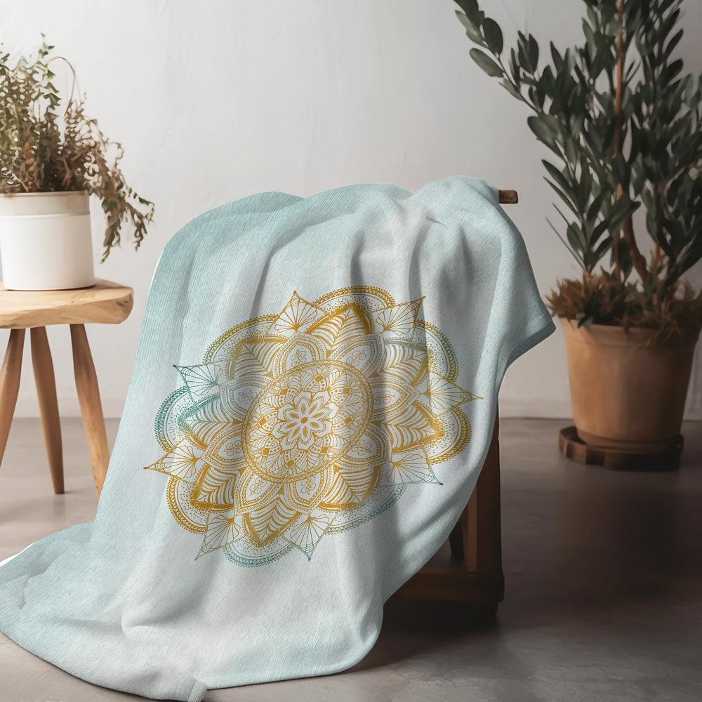 Soft Cozy Plush Blanket with Floral Mandala Pattern Warm Throw Blanket for Sofa Bed Decoration Gift