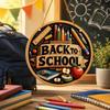 Cute 2D Flat Welcome Sign Round Wooden Ornaments Classroom Door Sign Colorful Decoration School Door Hanging School Decoration