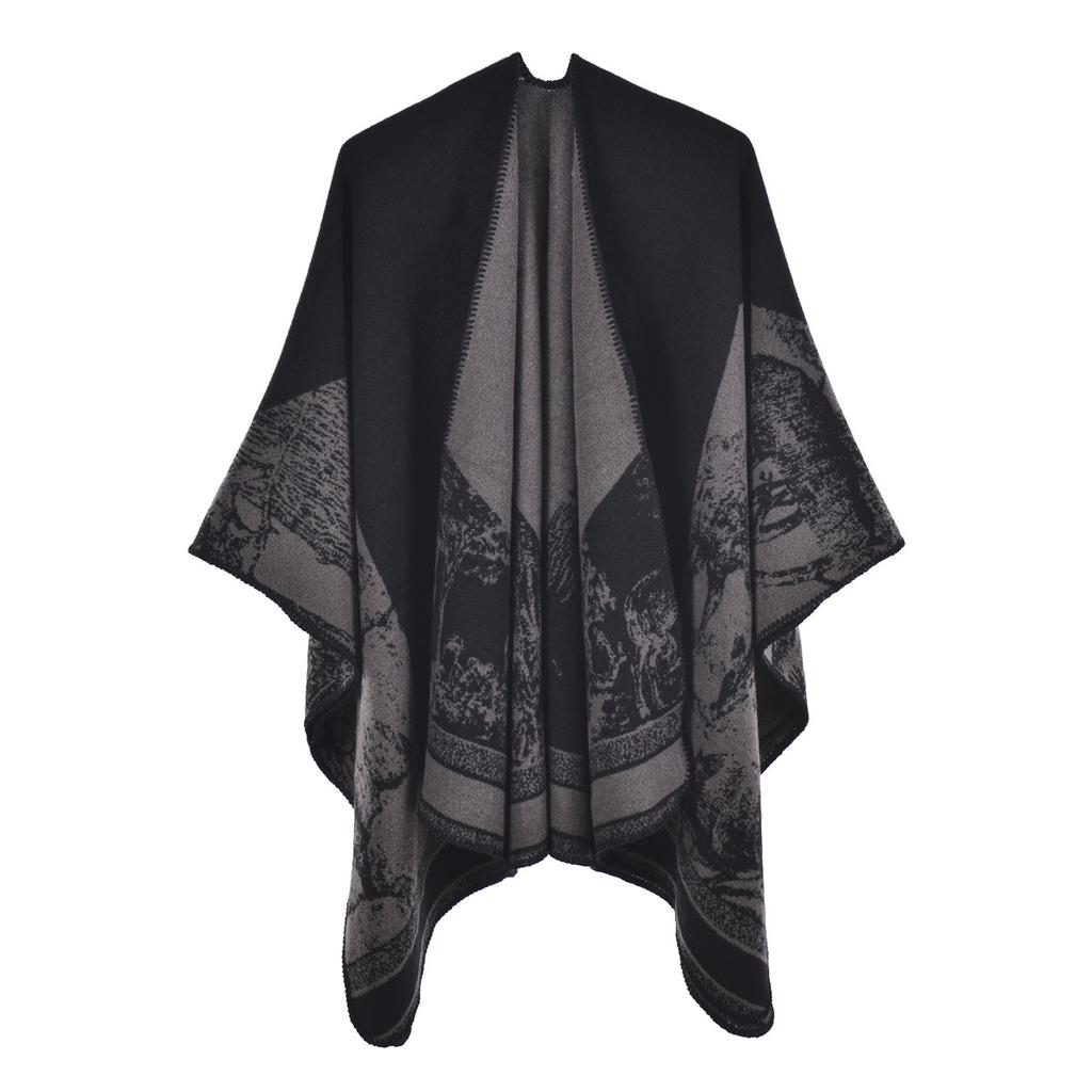 Herbst- und Winter Damen Schal und Stola Faux Kaschmir Schlitz Verdickt und Verlängert Warmer Umhang