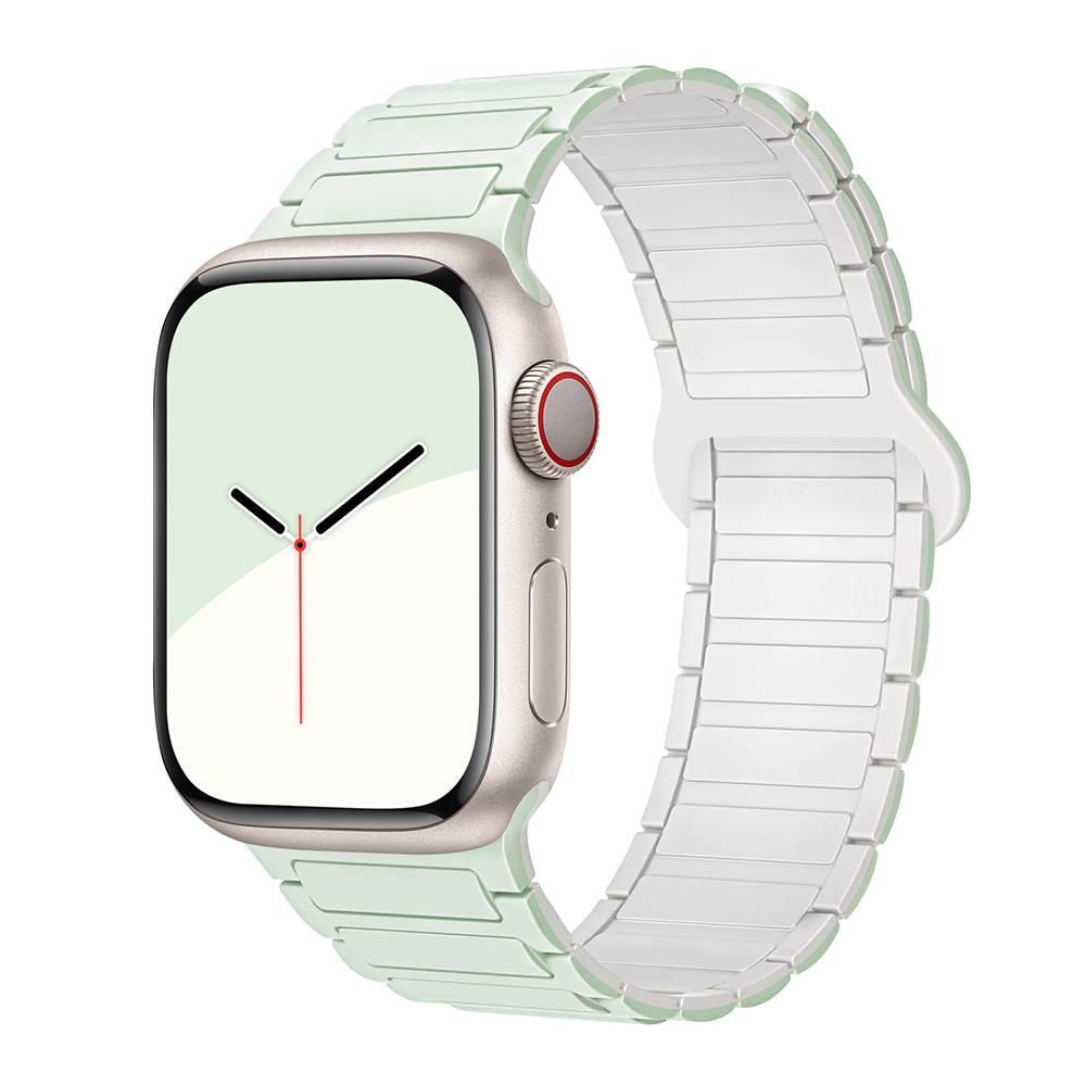 Blassminzgrünes magnetisches gewebtes Silikonarmband für Apple Watch Series 1-10
