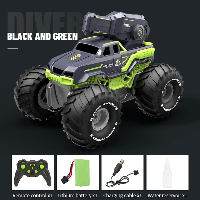 

2.4G Водяной пистолет высокого давления Машина-амфибия на радиоуправлении - Пульт управления, Лазающая, Водонепроницаемый броневик