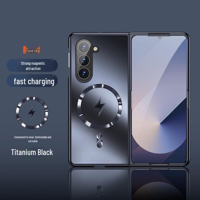 Samsung Z Fold7 Skin-Feel Folding Case: Dazzling Gold, Magnetic, Drop-Proof, Flip7