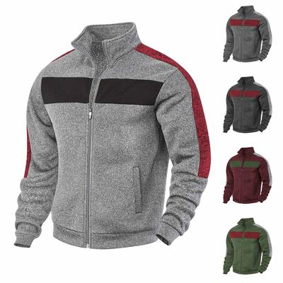 Men's Winter Colorblock Zipper Jacket Men's Casual Fashion Sweater Jacket