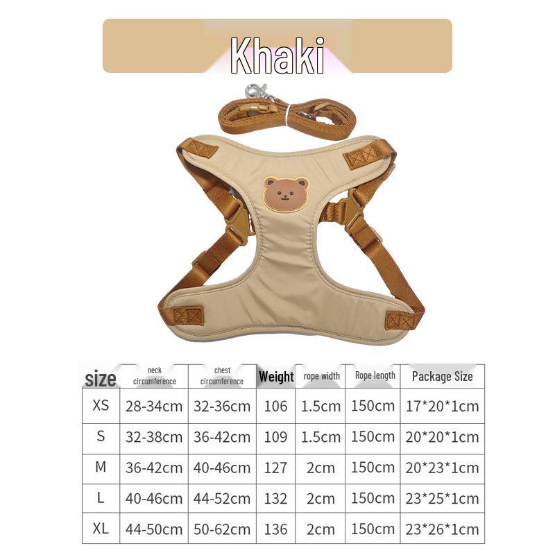 

Регулируемый жилет для собак с защитой от побега и поводок с головой медведя для маленьких/средних собак XS