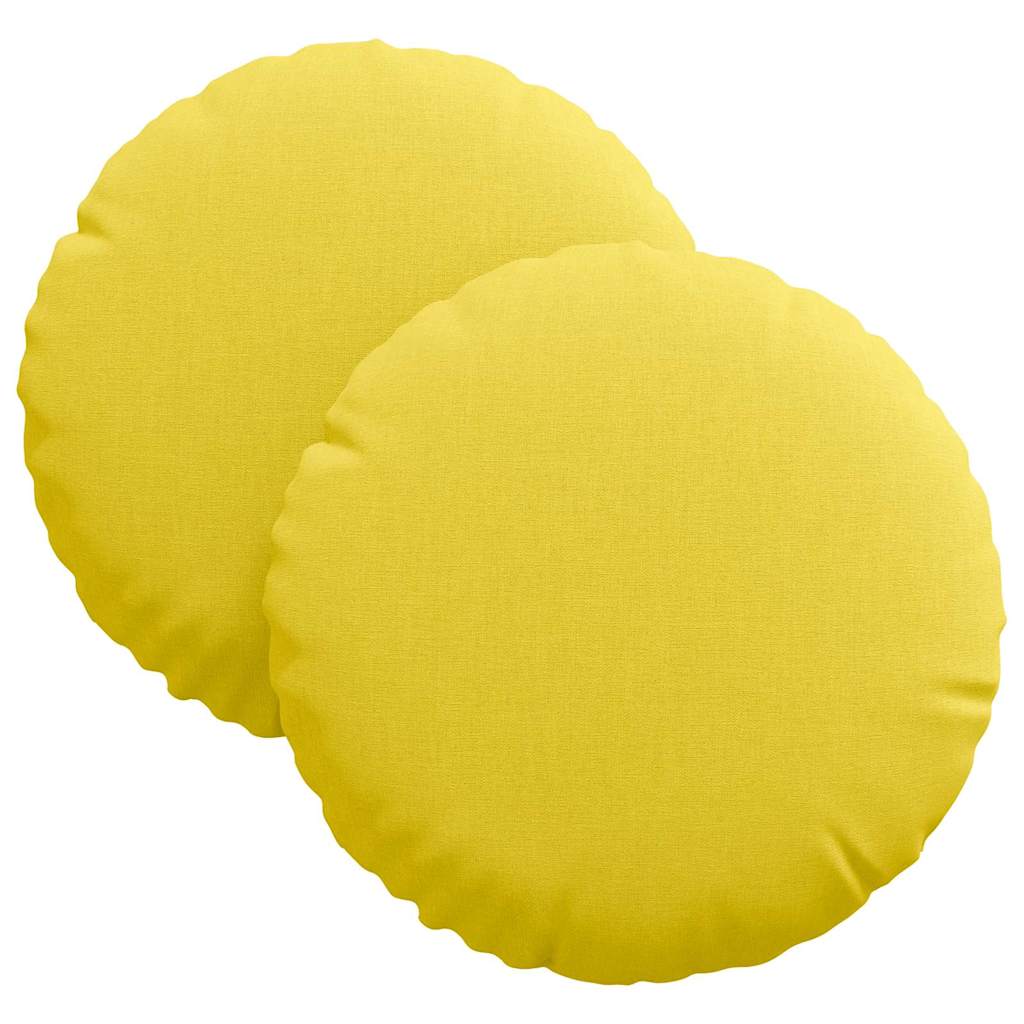 Seat Cushion 2 pcs Light Yellow Ø30 x 13 cm Fabric
