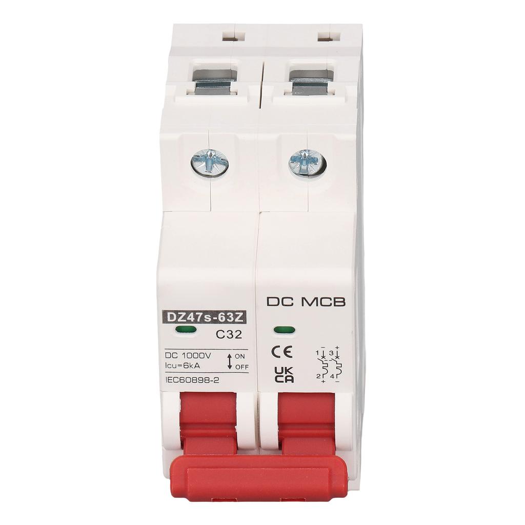 2P Kleiner Leistungsschalter 6000A Schaltleistung Solar-PV-System Mini-Leistungsschalter DC1000V 32A