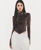 RAWMANTICS Shine Velvet Drape Cubic Scarf Top Brown