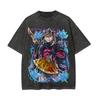 Demon Slayer Mens and Womens Washed TShirt Douma Summer and Spring New Anime Tee Retro Distressed Short Sleeve