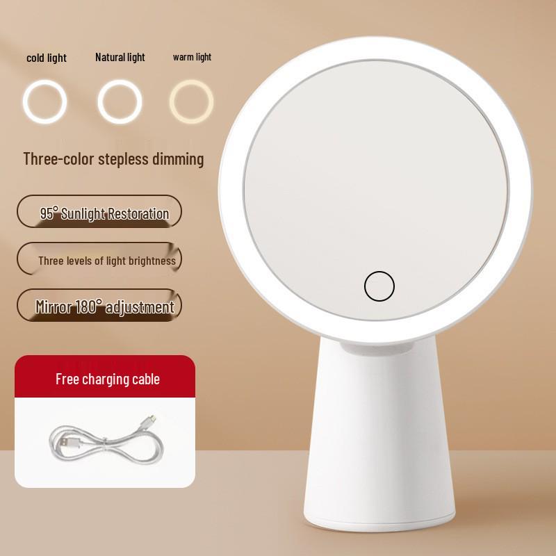 Rechargeable LED Touch-Up Makeup Mirror with Lights for Desktop and Dormitory Use