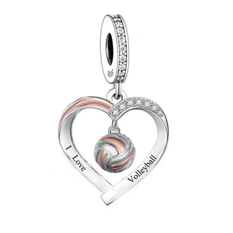 Pasuje k originálnímu náramku Pan Charm ze stříbra 925 Hokejka a míček Korálek pro výrobu Dívka Teen Sport Láska Berloque DIY