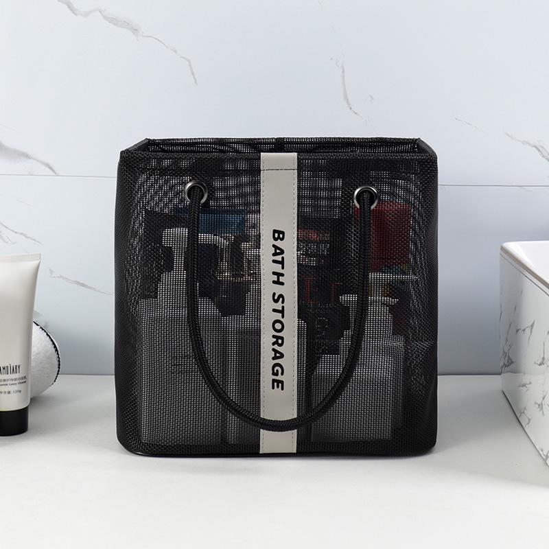 Large Mesh Bath Caddy: Shower Tote, Toiletry Bag, Bathhouse Organizer, Wash Basket, and Towel Holder.