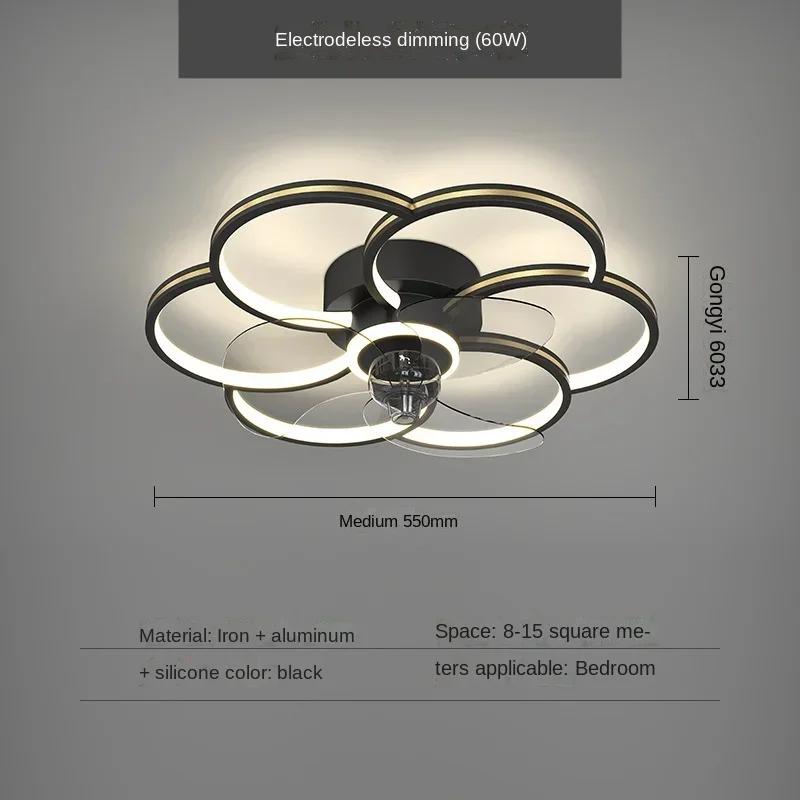 Nordic Home LED Ceiling Fan Light Chandeliers for Living Room Bedroom Dining Room Kitchen Light Indoor Black&Gold Lighting Lamp