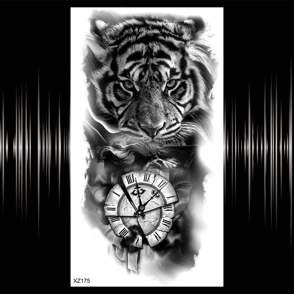 Kompass Brief Temporäre Tattoo Für Männer Frauen Erwachsene Realistische Gefälschte Wolf Schädel Tattoos Aufkleber Tiger Schwarz Wald Tatoos Unterarm