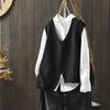 Women's Artistic Minimalist Asymmetric Knitted Vest Loose V-Neck Pullover Cardigan Top