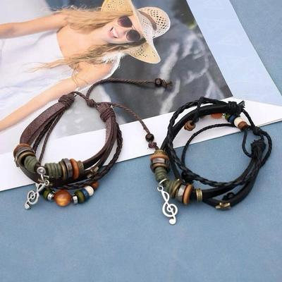 Chinese Leather Star Beaded Bohemian Bracelet - Exotic Retro Jewelry