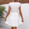 Women's Lace Splicing Sexy Waist Hollow Jacquard V-neck Dress