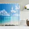 Seaside Scenery 3d Printed  Polyester Shower Curtain Wooden Bridge Nature Fabric Waterproof Bathroom Curtain for Bathtub