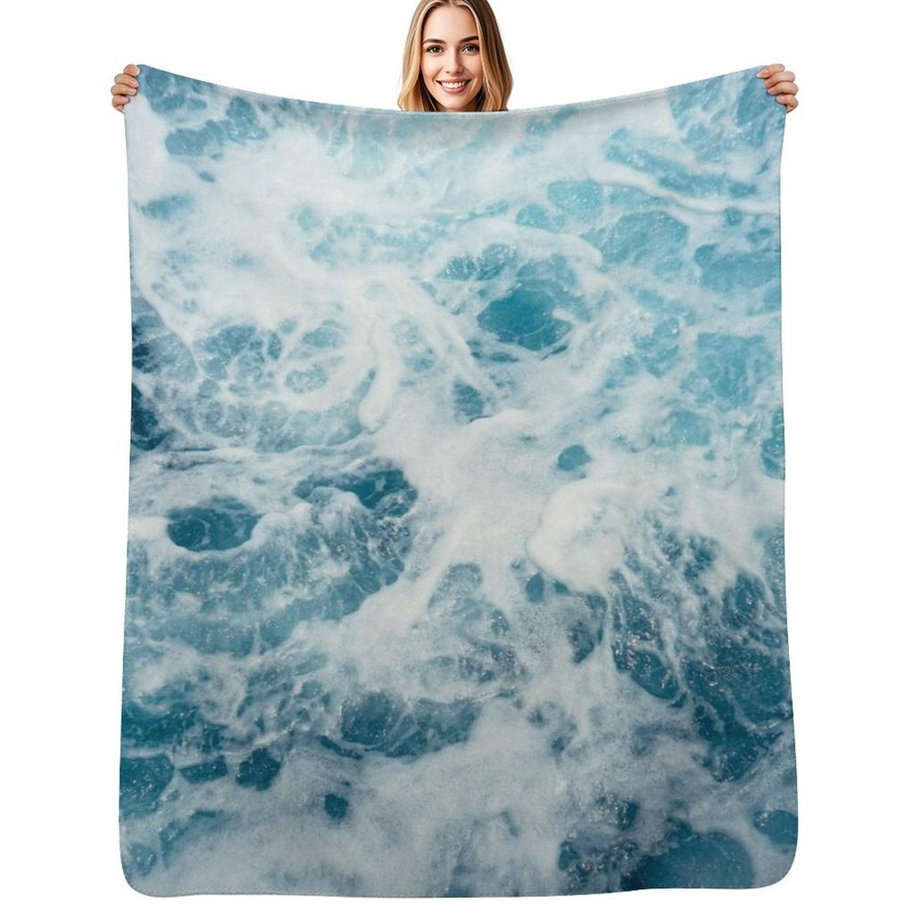 Sea Waves In the Ocean Throw Blanket Soft Breathable Blanket for Night Sleeping