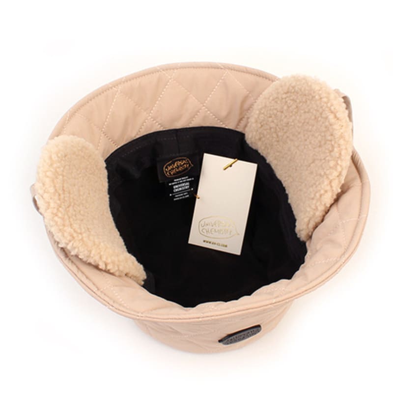 Universal Chemistry Quilting Beige Earflap Bucket Hat