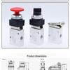 Sheng Yu JM-322PB Pneumatic Valve: 2-Position, 3-Way Button Type with JM Roller, Aluminum Alloy Construction.