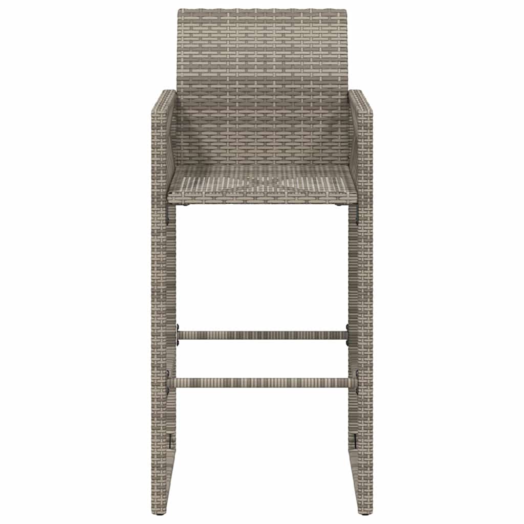 Garden Bar Stool Set 2 pcs Grey Poly Rattan