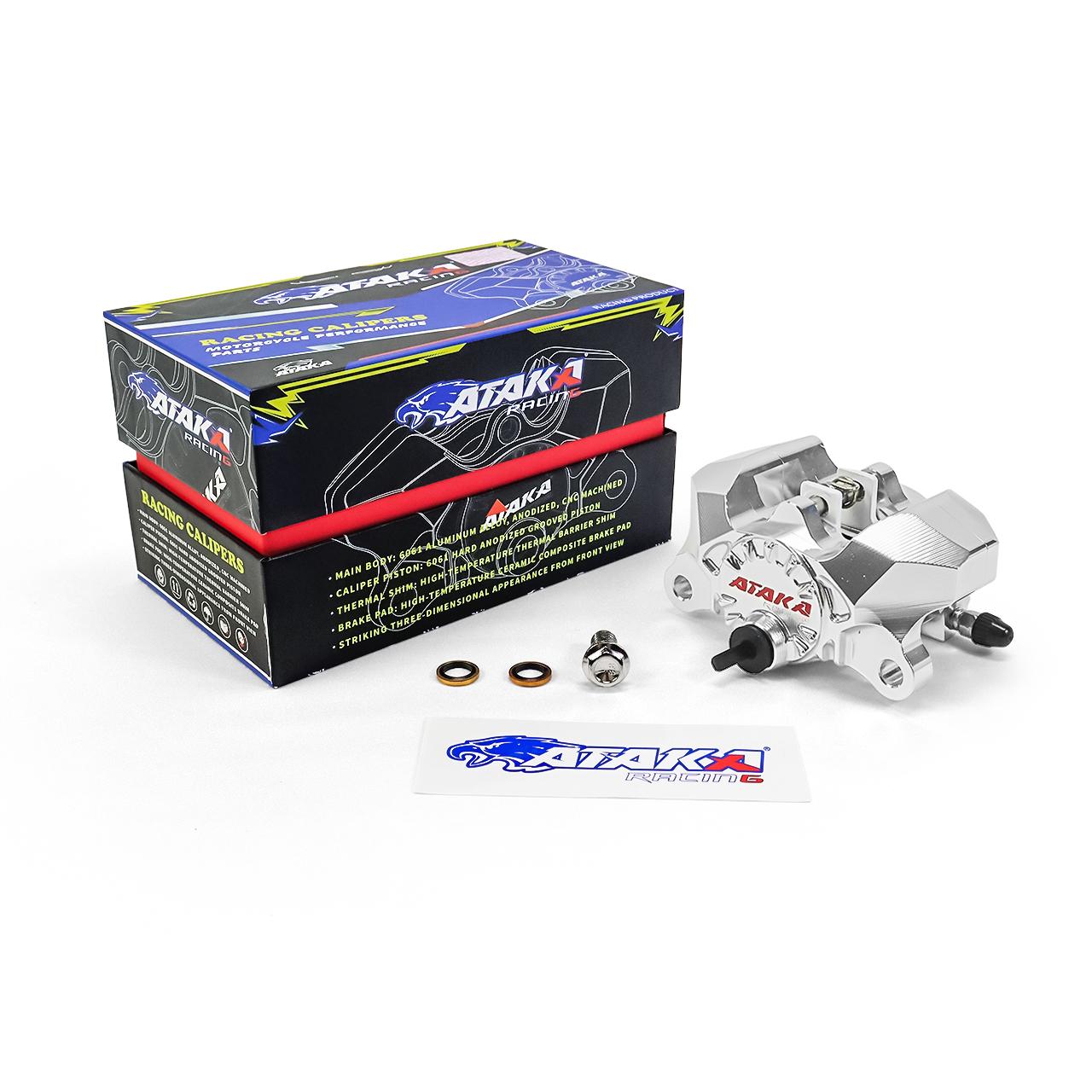 ATAKA 2 Piston Big Crab Brake Caliper High Quality CNC Titanium Alloy Brake Pump 84MM Motorcycle / Electric Modification серебряный