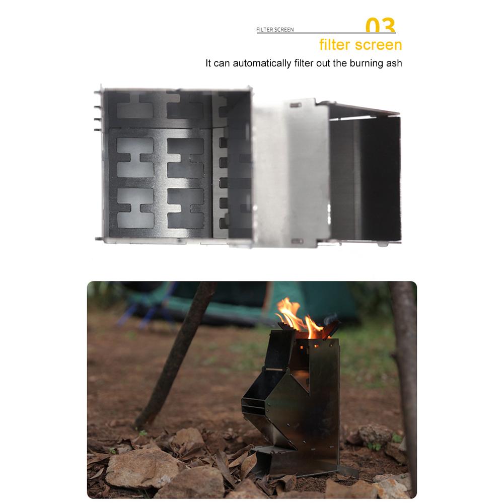 Cooking Stove Stainless Steel Portable Collapsible Camping Stove Outdoor Wood Burning Backpacking Camp Tent Stove for Picnic BBQ