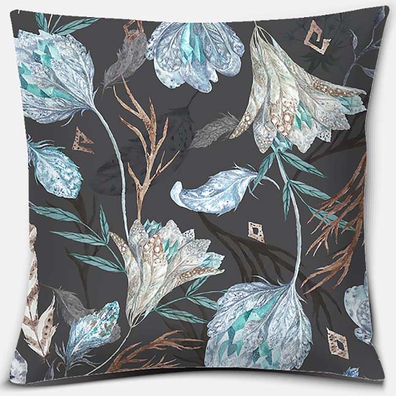 Flower and Bird Printing Series Pattern Pillowcase Square Pillowcase Home Office Decoration Pillowcase