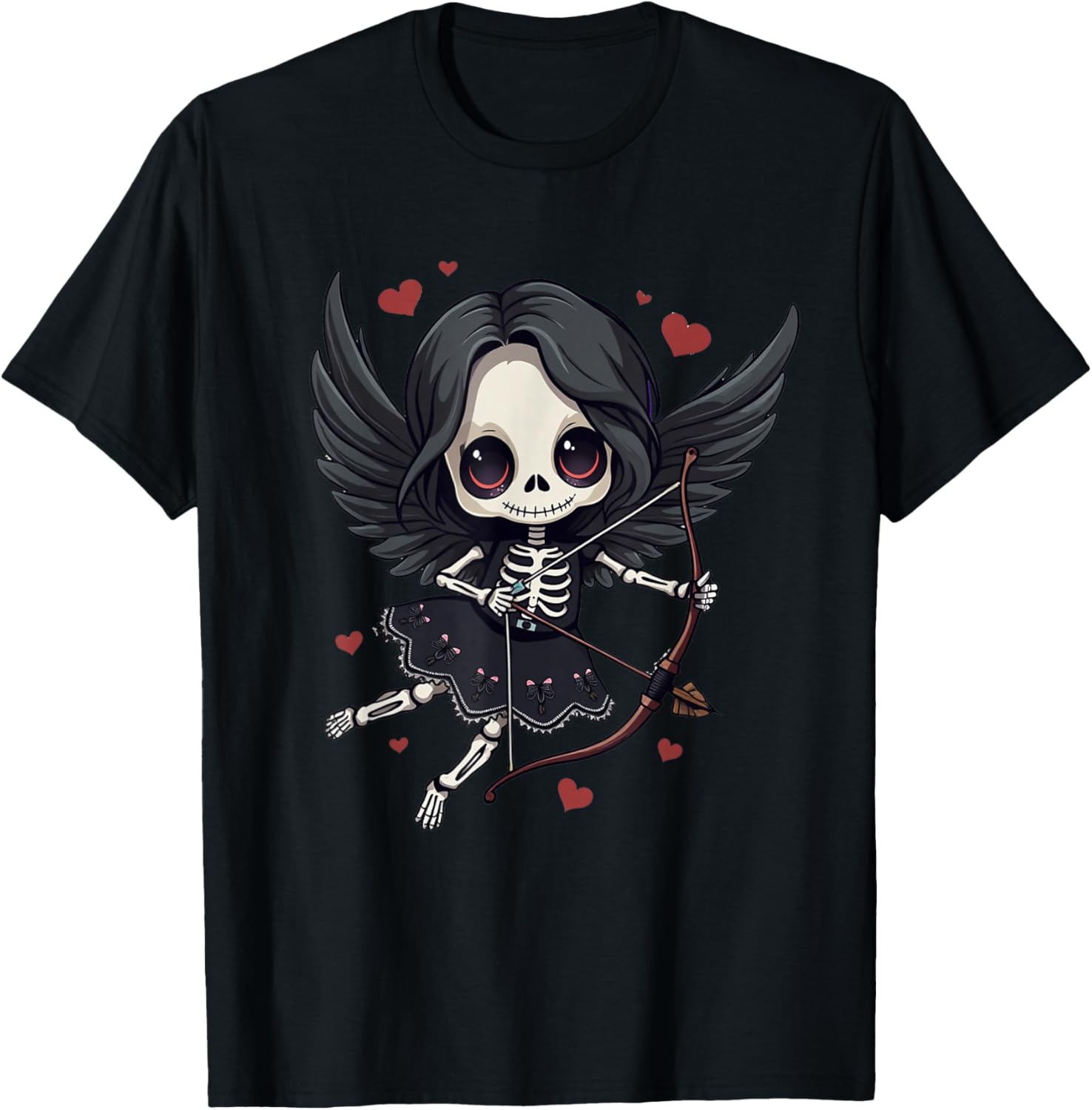 

Gothic Skeleton Cupid Dark Valentine Kawaii Angel Graphic Tee Casual Cotton T-Shirt 5XL різнокольоровий