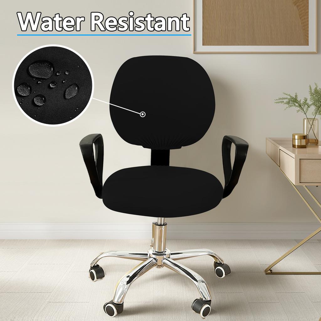 1set Milk Fiber Office Desk Chair Cover 2-Piece Stretch Elastic Computer Chair Slipcover Proof Dustproof Chair Protector